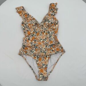 NWT Cupshe Ditsy Floral Flutter Sleeve One‎ Piece Size Large Coquette Girl